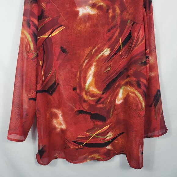 Chico's Additions Blouse Women's Size Large Red & Black Abstract Design - Picture 11 of 11